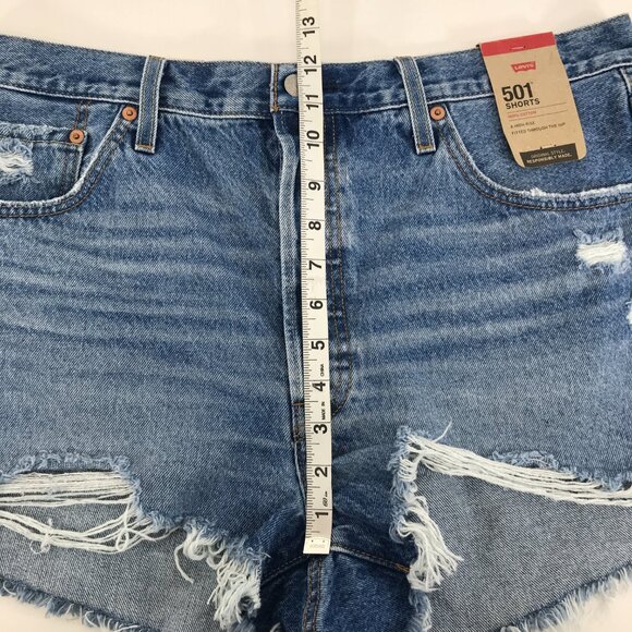 NEW Levi's 501 Denim Cut-Off Shorts Women's Size 34 Button Fly Distressed Cotton - Picture 5 of 11